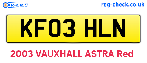 KF03HLN are the vehicle registration plates.