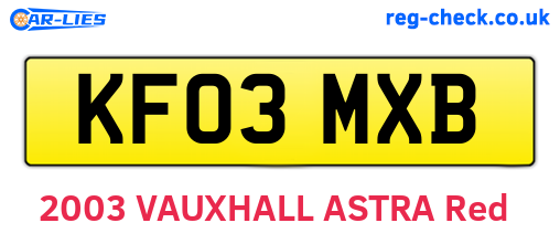 KF03MXB are the vehicle registration plates.