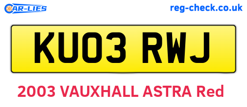 KU03RWJ are the vehicle registration plates.