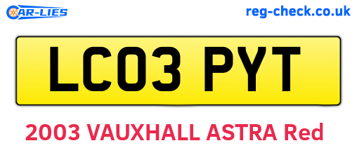 LC03PYT are the vehicle registration plates.