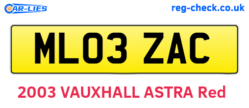 ML03ZAC are the vehicle registration plates.