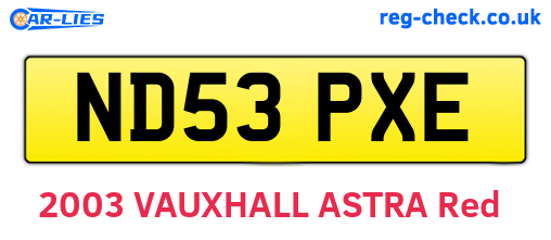 ND53PXE are the vehicle registration plates.