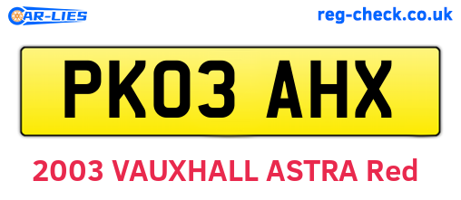 PK03AHX are the vehicle registration plates.