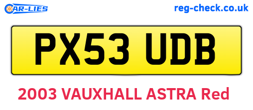 PX53UDB are the vehicle registration plates.