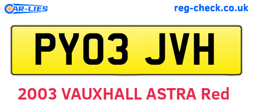 PY03JVH are the vehicle registration plates.