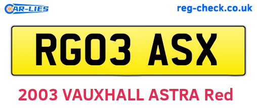 RG03ASX are the vehicle registration plates.