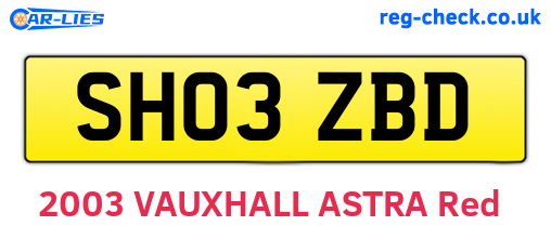SH03ZBD are the vehicle registration plates.