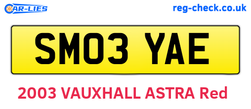 SM03YAE are the vehicle registration plates.