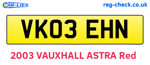 VK03EHN are the vehicle registration plates.