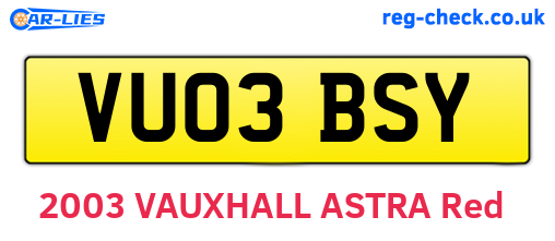 VU03BSY are the vehicle registration plates.