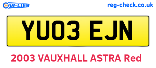 YU03EJN are the vehicle registration plates.