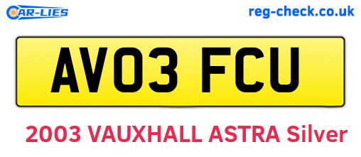 AV03FCU are the vehicle registration plates.