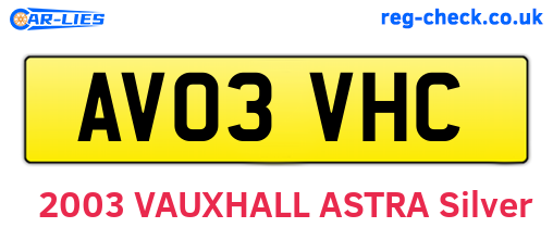 AV03VHC are the vehicle registration plates.