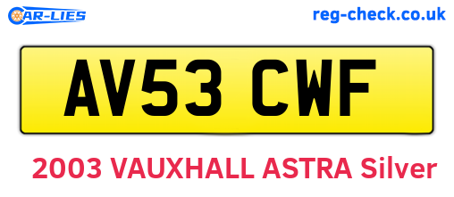 AV53CWF are the vehicle registration plates.