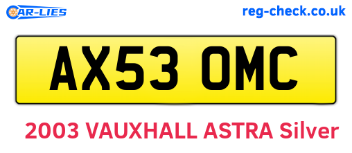 AX53OMC are the vehicle registration plates.