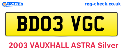BD03VGC are the vehicle registration plates.