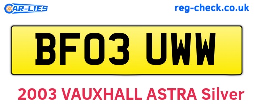 BF03UWW are the vehicle registration plates.