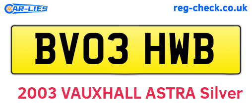 BV03HWB are the vehicle registration plates.