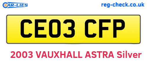 CE03CFP are the vehicle registration plates.