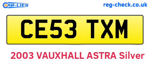 CE53TXM are the vehicle registration plates.