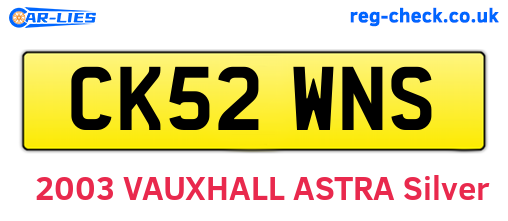 CK52WNS are the vehicle registration plates.