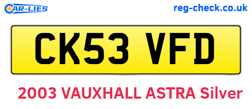 CK53VFD are the vehicle registration plates.