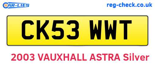 CK53WWT are the vehicle registration plates.