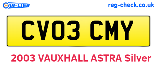 CV03CMY are the vehicle registration plates.