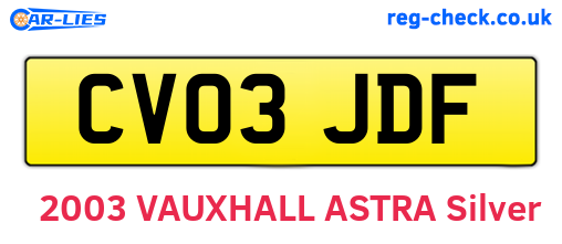 CV03JDF are the vehicle registration plates.