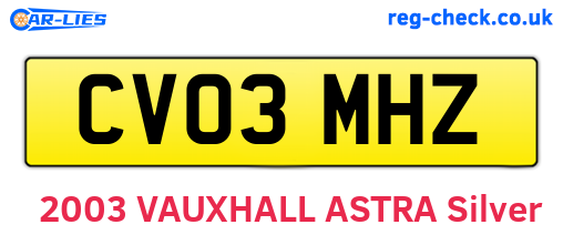CV03MHZ are the vehicle registration plates.