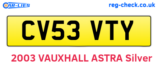 CV53VTY are the vehicle registration plates.