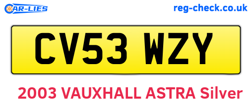CV53WZY are the vehicle registration plates.