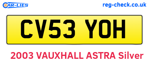 CV53YOH are the vehicle registration plates.