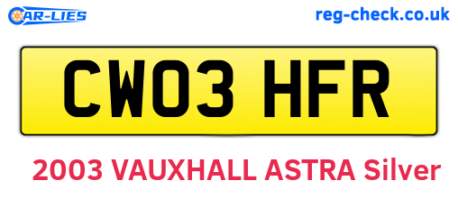 CW03HFR are the vehicle registration plates.