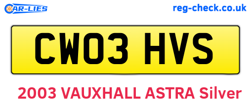 CW03HVS are the vehicle registration plates.