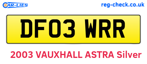 DF03WRR are the vehicle registration plates.
