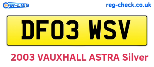 DF03WSV are the vehicle registration plates.