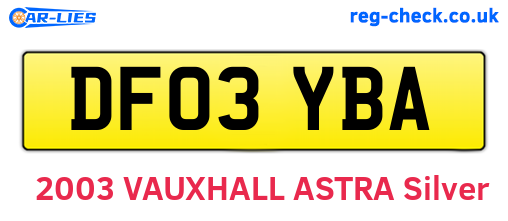 DF03YBA are the vehicle registration plates.