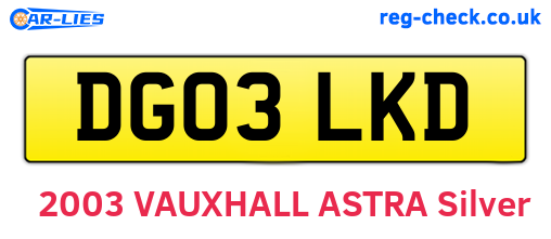 DG03LKD are the vehicle registration plates.
