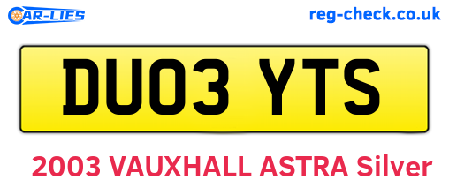 DU03YTS are the vehicle registration plates.