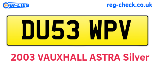 DU53WPV are the vehicle registration plates.