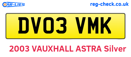 DV03VMK are the vehicle registration plates.