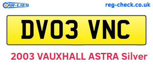 DV03VNC are the vehicle registration plates.
