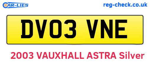 DV03VNE are the vehicle registration plates.