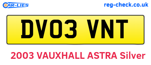 DV03VNT are the vehicle registration plates.