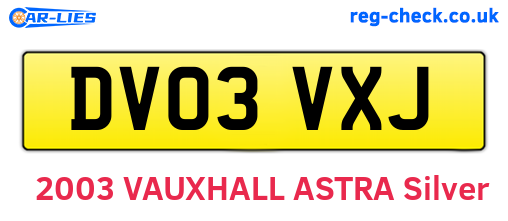 DV03VXJ are the vehicle registration plates.