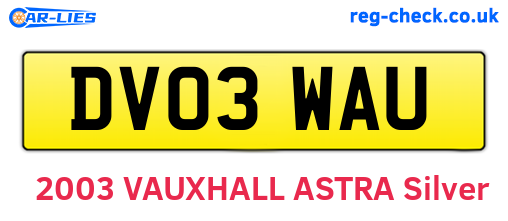 DV03WAU are the vehicle registration plates.