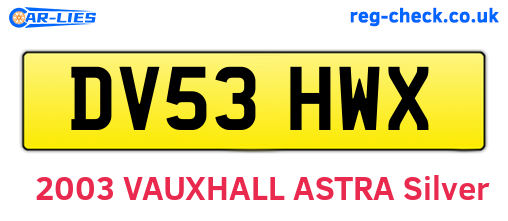 DV53HWX are the vehicle registration plates.