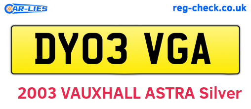 DY03VGA are the vehicle registration plates.