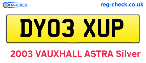 DY03XUP are the vehicle registration plates.